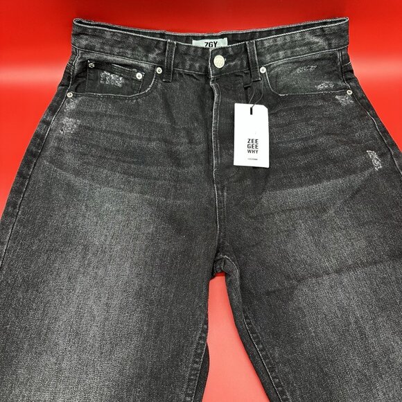 ZGY Denim Size 30 Straight Up Hi Rise Black Ashes To Ashes Trash Relaxed Fit NWT - Picture 5 of 16